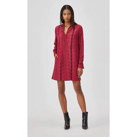 Equipment Femme Womens Pink V-Neck Print Silk Mini Shirt Dress XXL - Picture 1 of 9